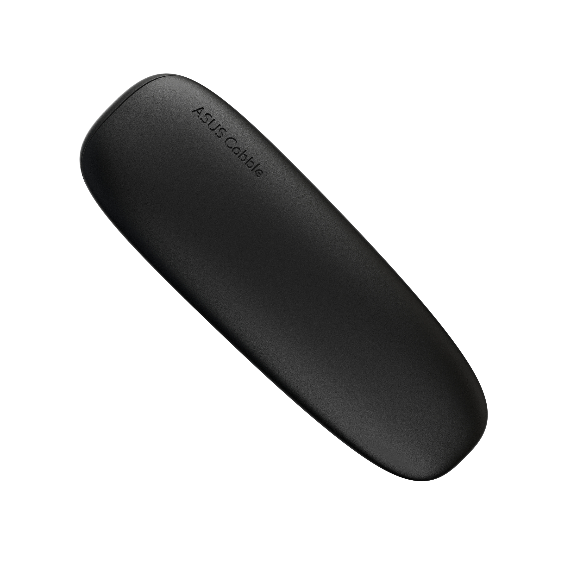 Eine schwarze Asus Cobble Fernbedienung auf weißem Hintergrund.