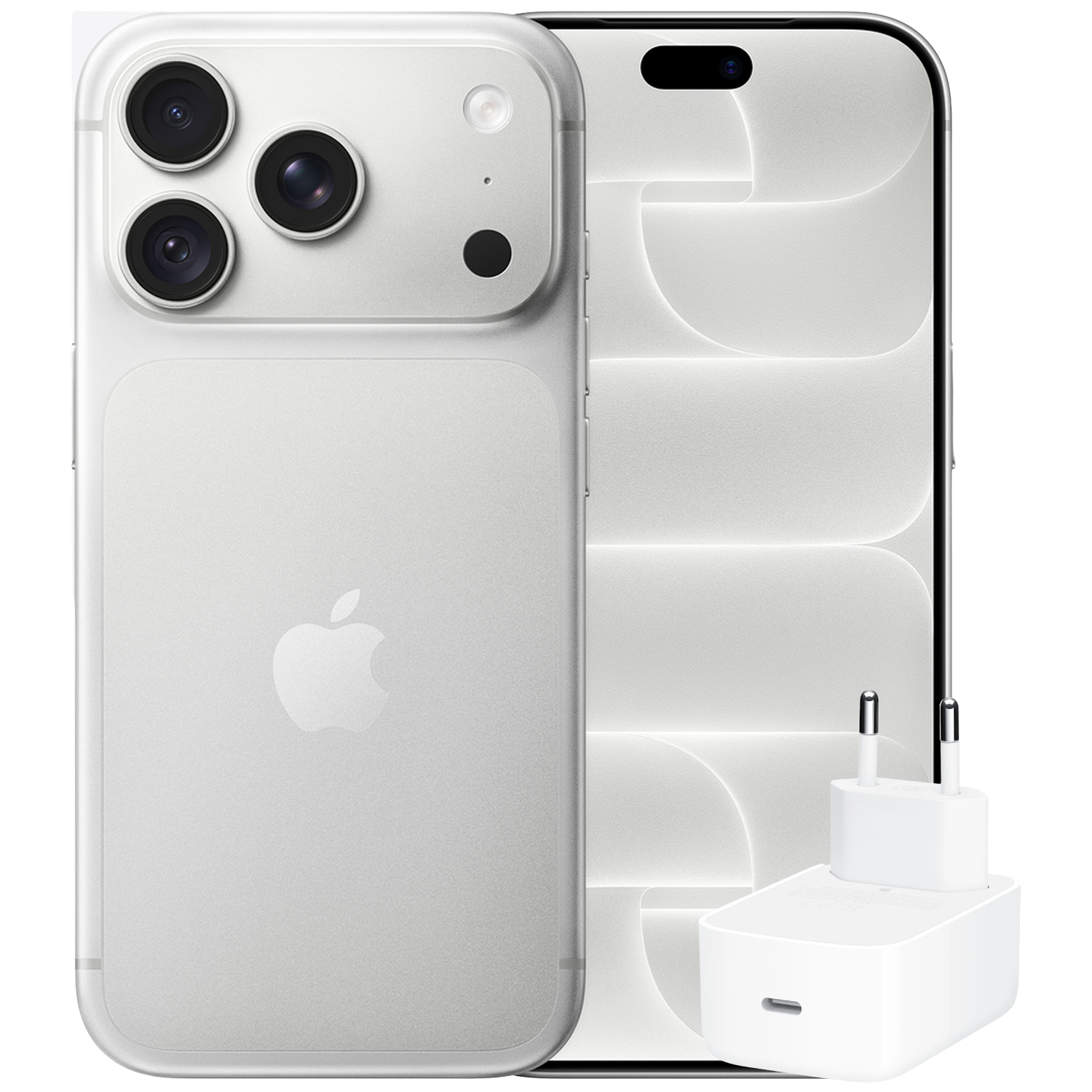 Apple Iphone 18 Pro - 5g 256 Gb Silver + Dynamic Power 40w Max 60w Netadapter Smartphone Bundle