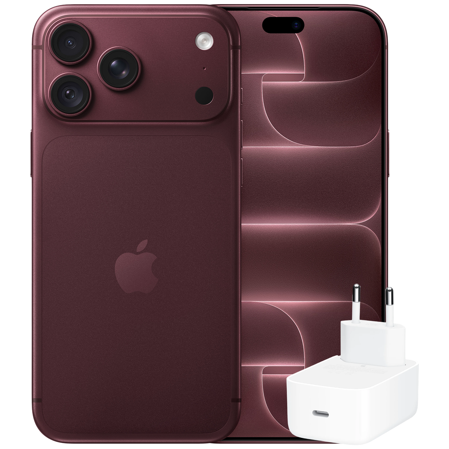 Apple Iphone 18 Pro Max - 256 Gb Burgundy + Dynamic Power 40w 60w Netadapter Smartphone Bundle