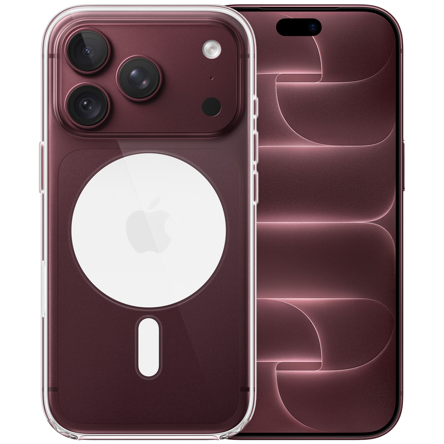 Apple Iphone 18 Pro - 5g 256 Gb Burgundy + Clear Magsafe Cover Transparant Smartphone Bundle