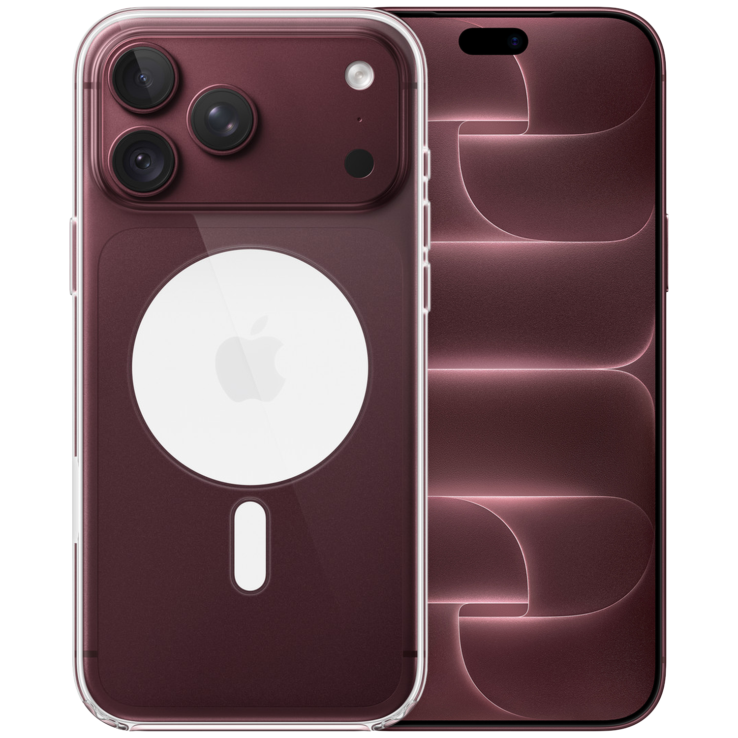 Apple Iphone 18 Pro Max - 256 Gb Burgundy + Clear Magsafe Cover Transparant Smartphone Bundle