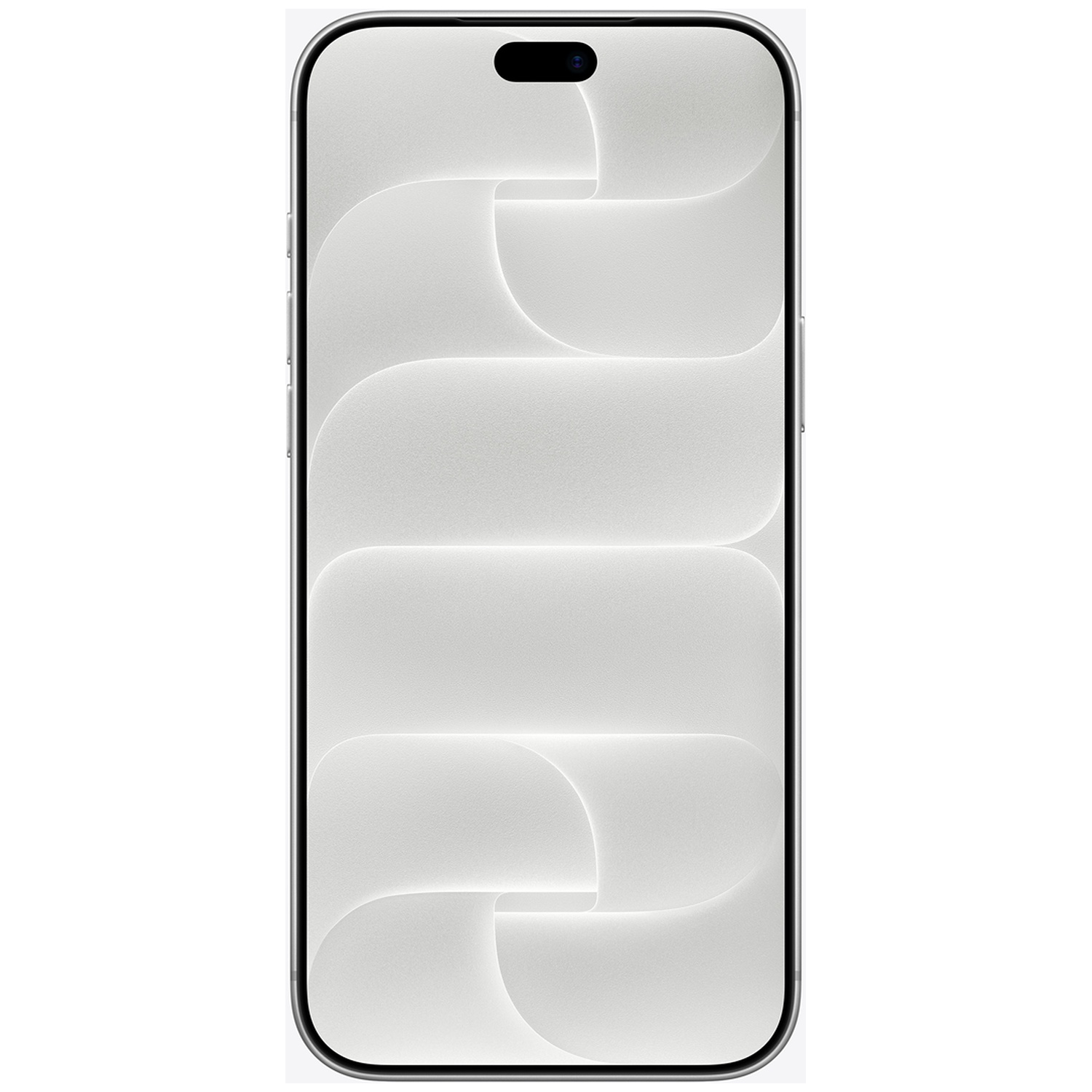 Vooraanzicht van een smartphone met lichte, abstracte achtergrond en Dynamic Island.