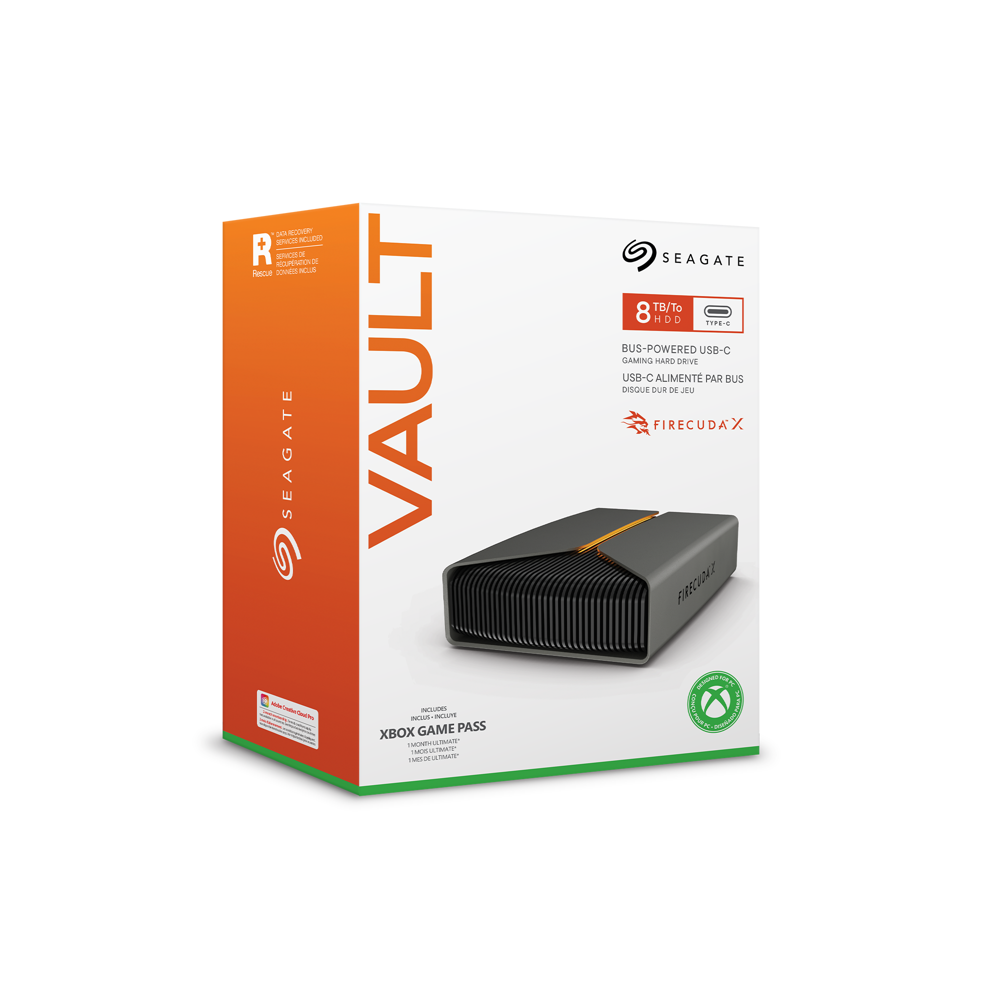 Seagate FireCuda Gaming-Festplatte in Vault-Verpackung mit 8 TB Speicher.
