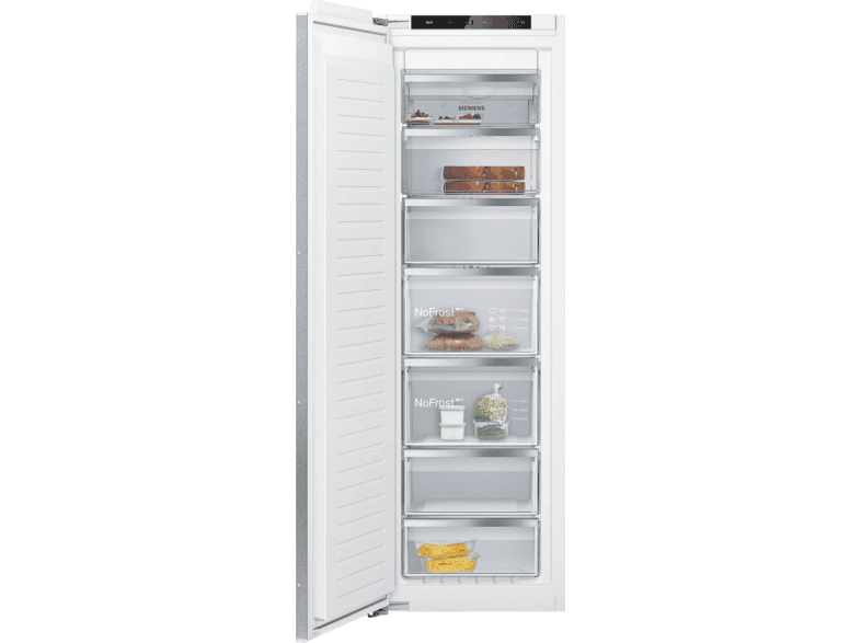 Congelador vertical - Siemens GI81NACE0, Serie IQ500, 212 l, 177.2 cm, No Frost, Cierre SoftClose, Sin panelar
