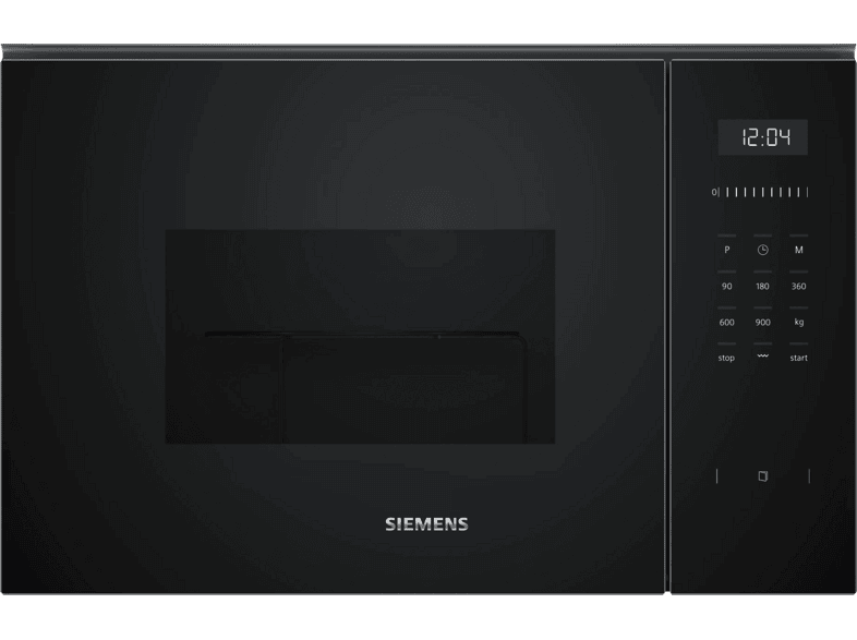 Microondas con grill - Siemens BE555LMB1,Serie IQ500, 900 W, 5 niveles, Limpieza HIdrolítica Humid Clean, recetas automáticas CookControl, 25 l, Negro