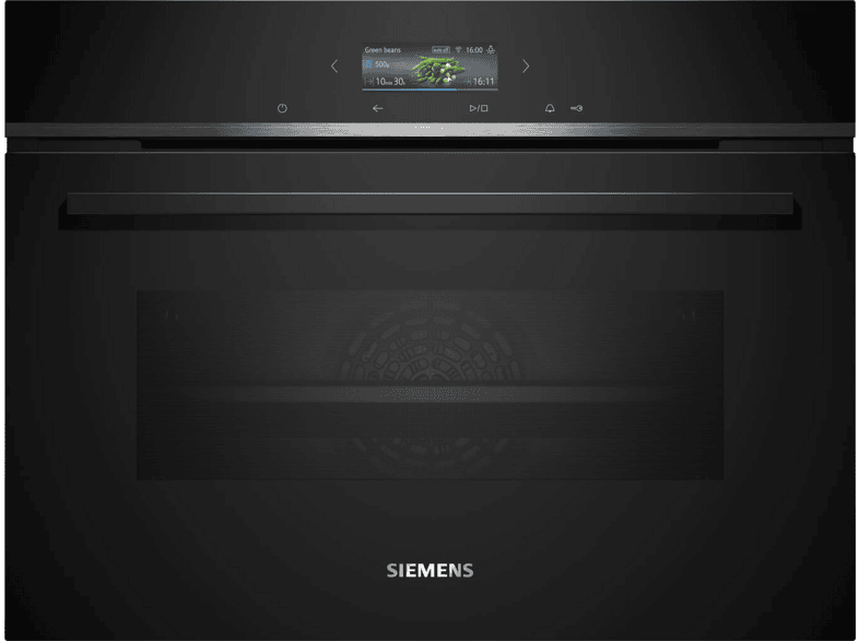 Horno compacto - Siemens CB734G1B1, Multifunción, Hidrolítico, 47 l, autolimpieza oxyLitic, App Home Connect, 60 cm, Negro