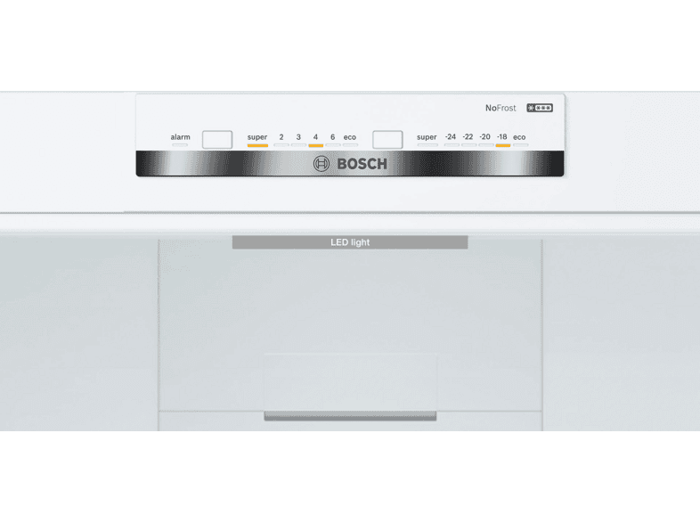 Frigorífico dos puertas - Bosch KGN39VWDC, Serie 4, Total NoFrost, 203 cm, 368 l, Cajón VitaFresh, Sistema MultiAir Flow, Blanco