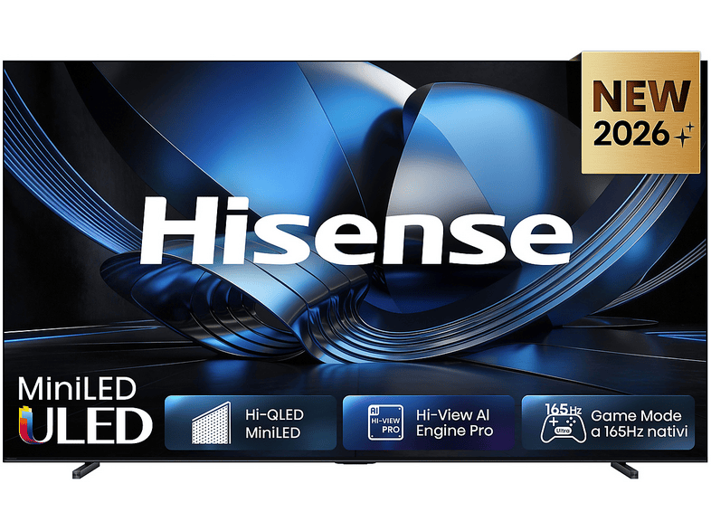 HISENSE 100U7SE, Smart TV MiniLED 165Hz 100" 4K, Dolby Atmos 2.1 By Devialet, Vision IQ, HDR10+, Native Game Mode, VIDAA OS con 1000+ APP, Alexa built-in, lativù Wifi, Bluetooth