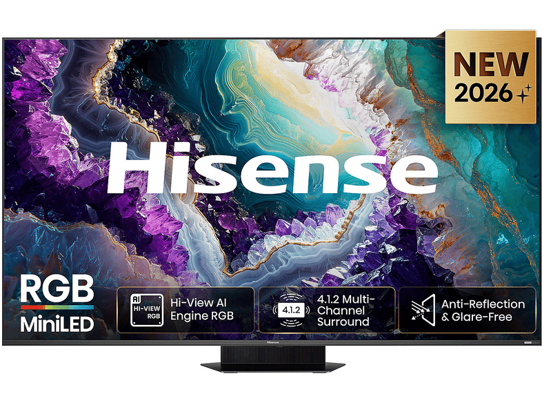 HISENSE 85UR9S, Smart TV RGB MiniLED 180Hz 85" 4K, Schermo Anti-Riflesso, 100% BT2020, Dolby Atmos 4.1.2 By Devialet, Vision IQ, VIDAA OS, USB-C, Native Game Mode, Wifi 6E, BT, lativù 4K