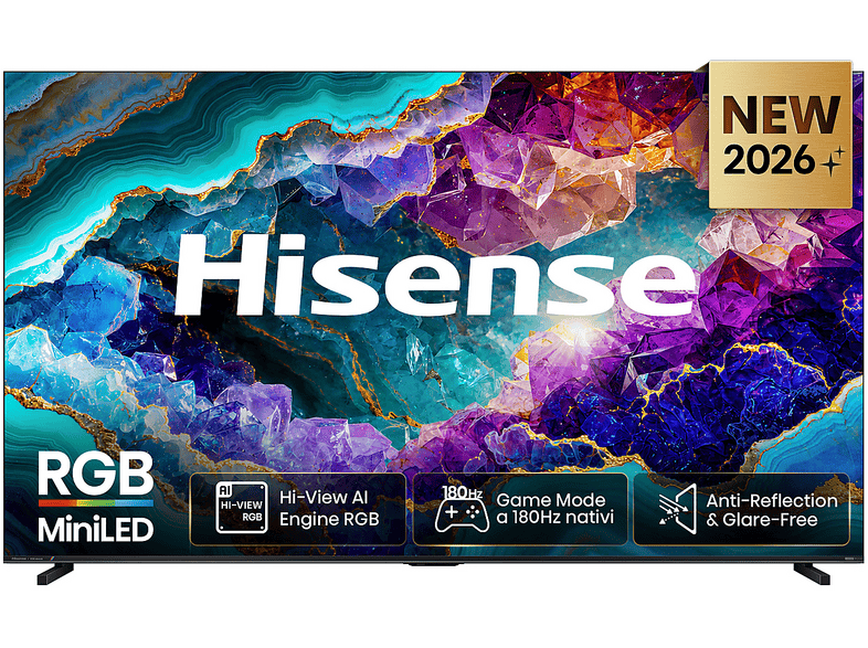 HISENSE 100UR8S TV RGB MiniLED, SMART TV, 100 ", RGB-MiniLED, Processore Quad Core MT9655, Nero, Classe B