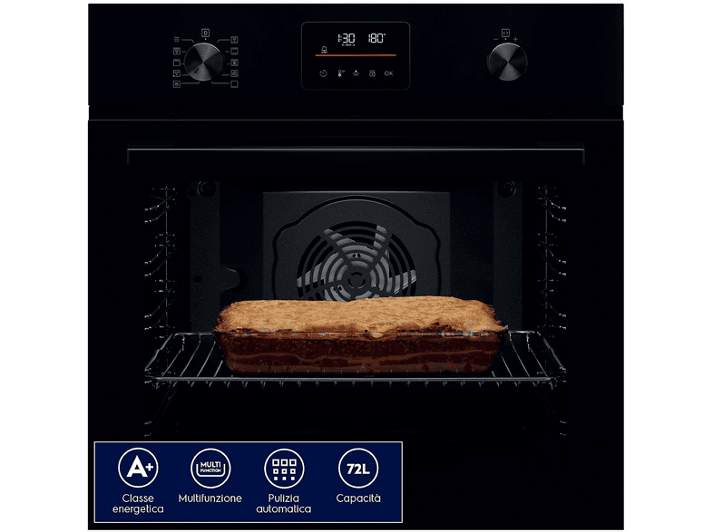 ELECTROLUX LOH4P06K FORNO INCASSO Capacità 68 l, dimensoni: L 59,5 cm - A 58,9 P 54,8 cm, NERO, classe A+