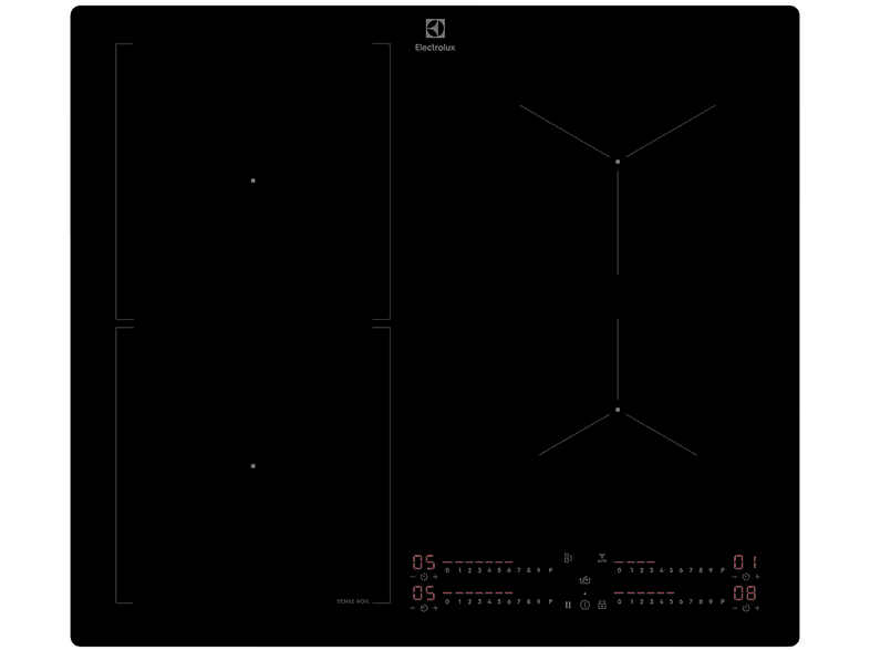 ELECTROLUX KIS62453I PIANO COTTURA A INDUZIONE, 4 zone di cottura, dimensioni: L 58 cm, P 51 piano in Vetroceramica, Nero