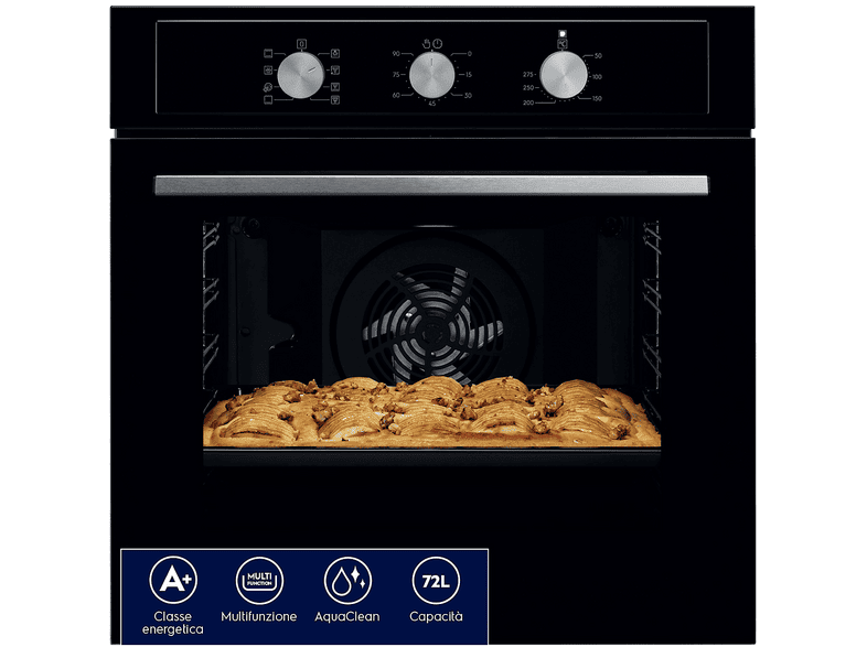 ELECTROLUX EOH2H04K FORNO INCASSO Capacità 72 l, dimensoni: L 59,4 cm - A 58,9 P 56,9 cm, Nero, classe A+