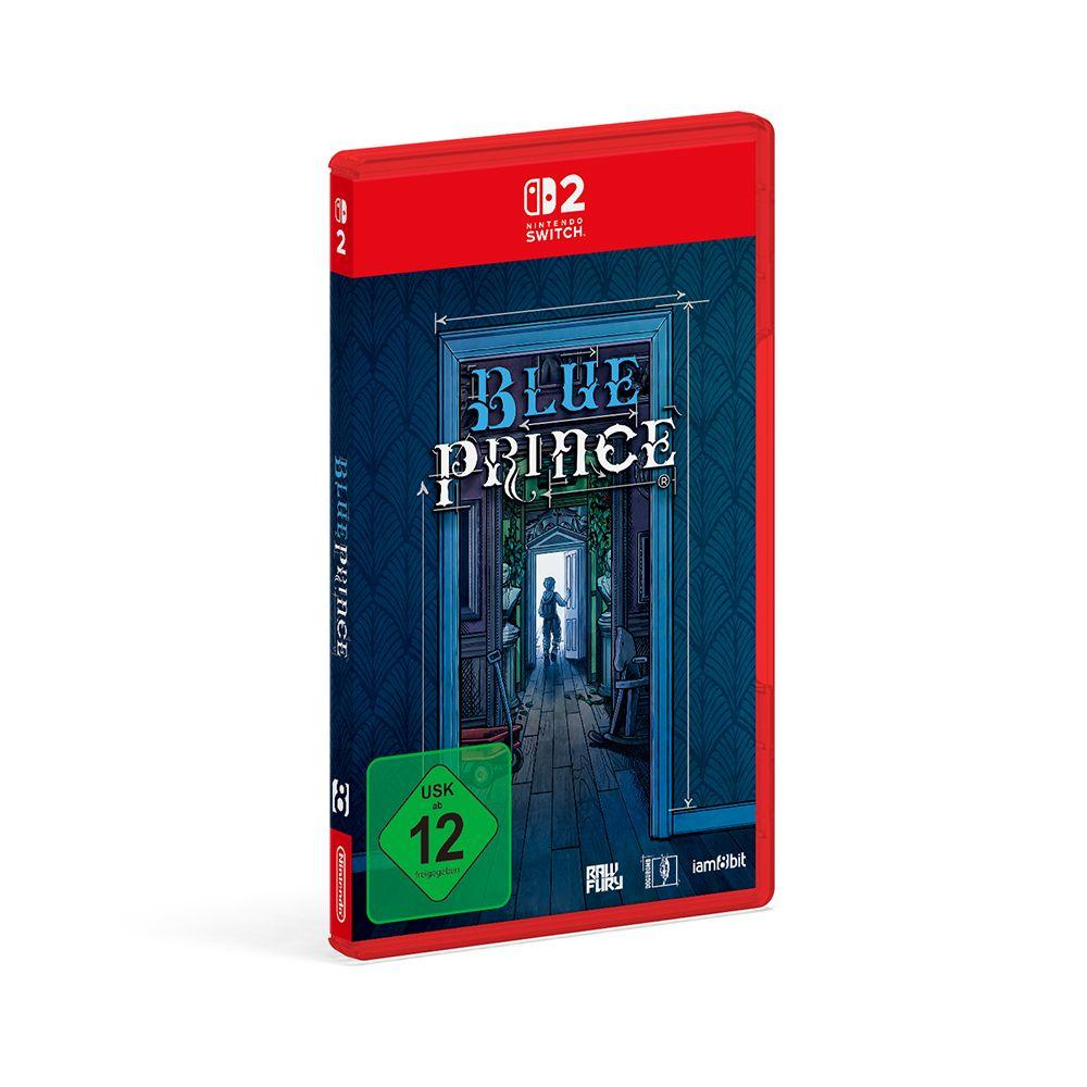 Nintendo Switch Spielhülle Blue Prince mit blauer Architekturzeichnung und USK 12 Kennzeichnung.