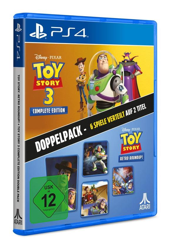 PS4-Spieleshülle für Toy Story 3 Complete Edition Doppelpack mit Charakteren wie Woody und Buzz Lightyear.