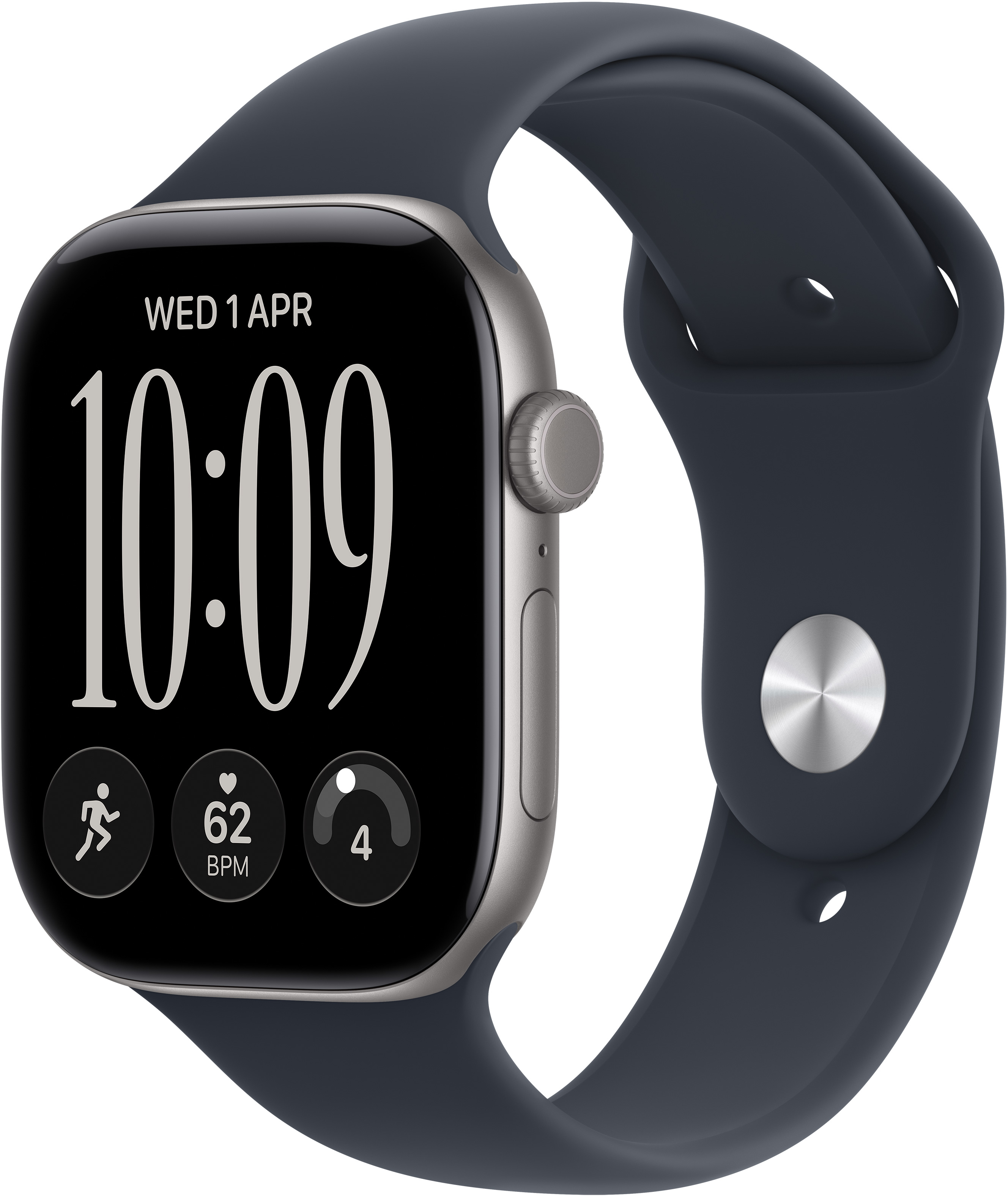 APPLE Watch Series 12 GPS+Cellular, 42mm asztroszürke alumíniumtok, tengerészkék sportszíj S/M (MJFX4MP/A)