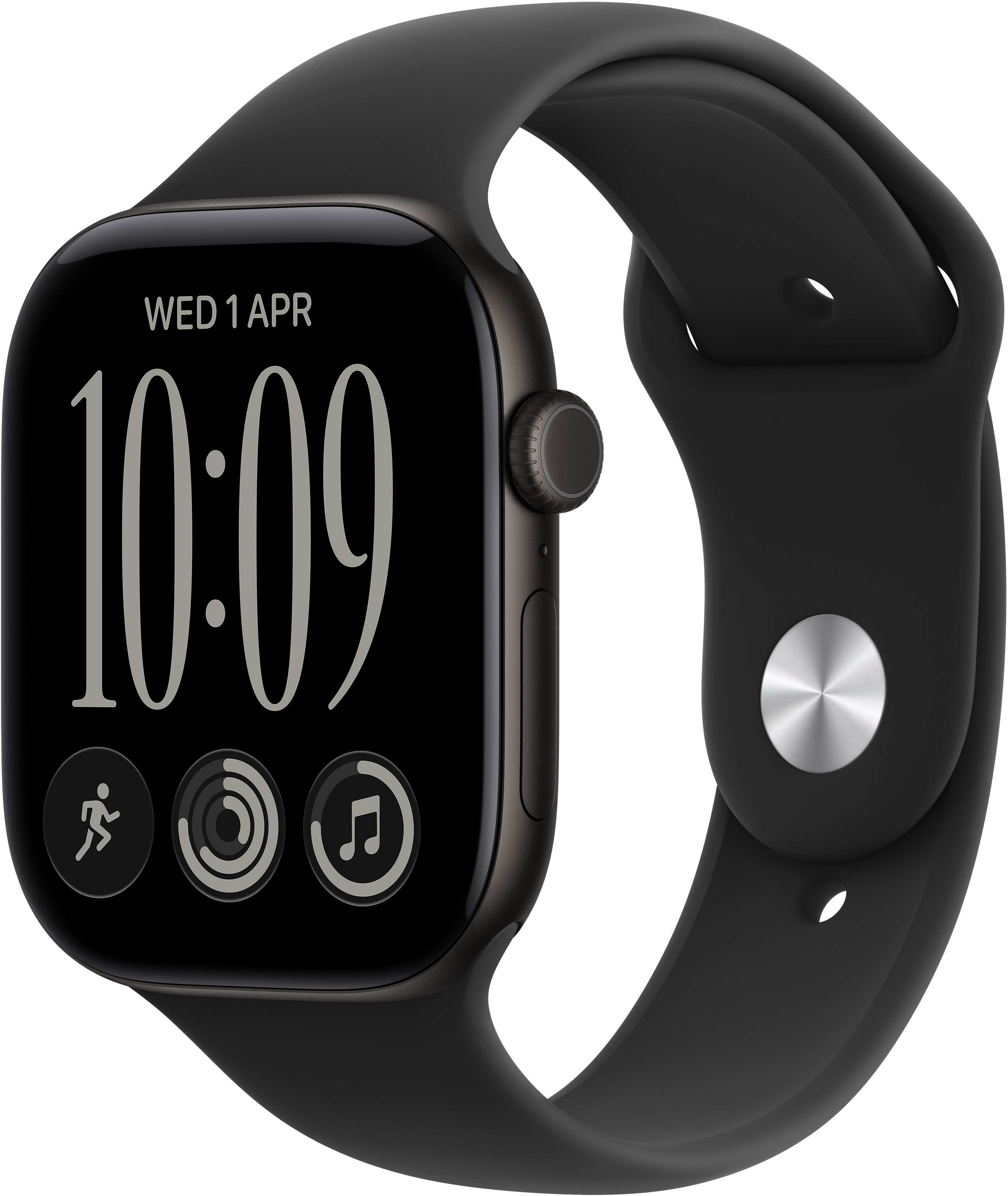 APPLE Watch Series 12 GPS + Cellular, 42 mm-es fekete alumíniumtok, sportszíj – S/M (MJG04MP/A)