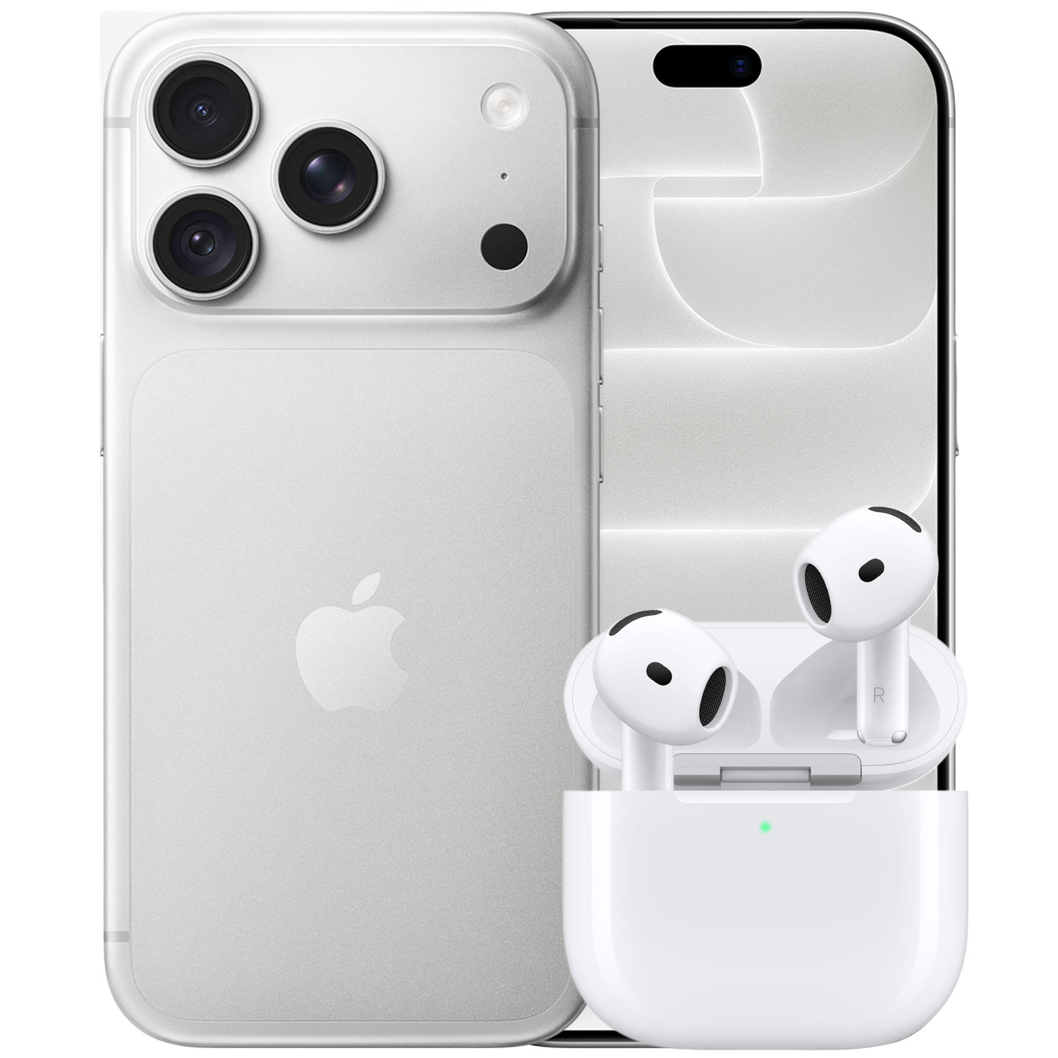 Apple Iphone 18 Pro - 5g 256 Gb Silver + Airpods 5 Draadloos Oplaadcase In-ear Draadloze Oordopjes Met Noise-cancelling Smartphone Bundle