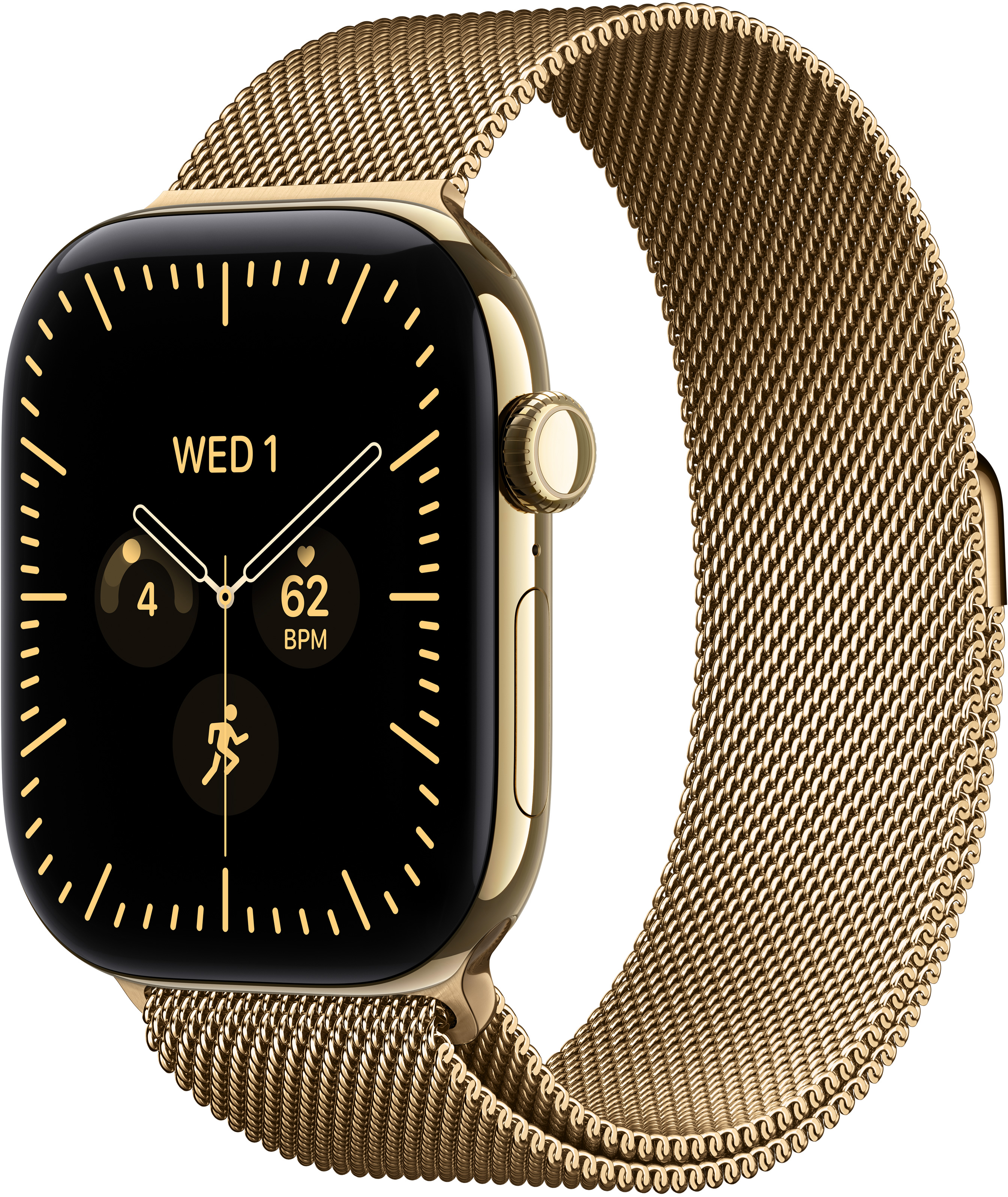 APPLE Watch Series 12 GPS+Cellular, 46 mm ragyogó aranyszínű titántok, milánói szíj M/L (MJGV4MP/A)