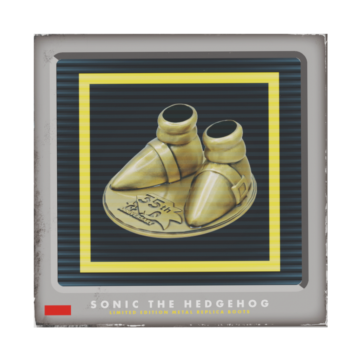 Réplica de botas doradas de Sonic como edición del 35 aniversario.