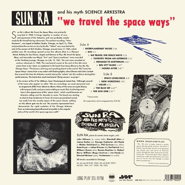 Albumrückseite von Sun Ra mit Titellisten, Liner Notes und Bandfotos.