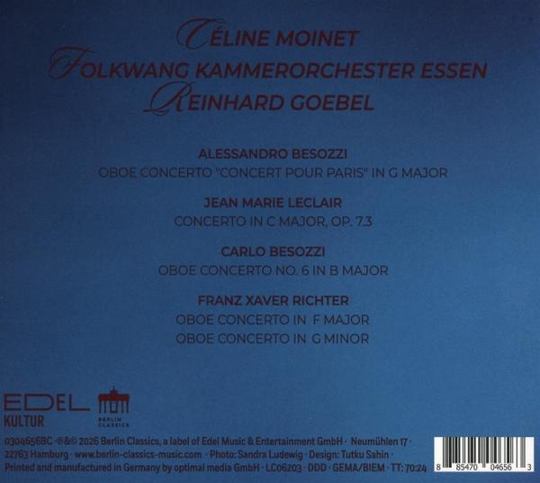 Rückseite einer Klassik-CD mit Künstlernamen, Titelliste, Label-Logos und Barcode auf blauem Hintergrund.