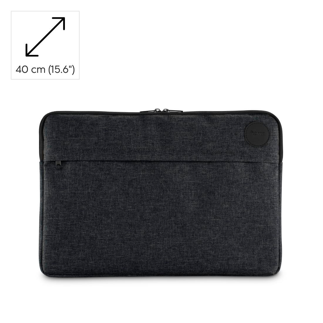 Schwarze Laptoptasche mit Fronttasche und Hama-Logo oben rechts, geeignet für 40 cm (15,6 Zoll).
