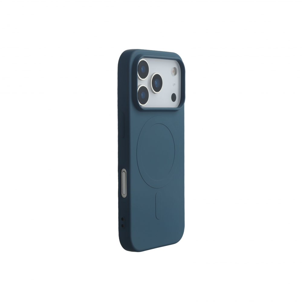 Kék okostelefon tok MagSafe körrel a hátoldalon.