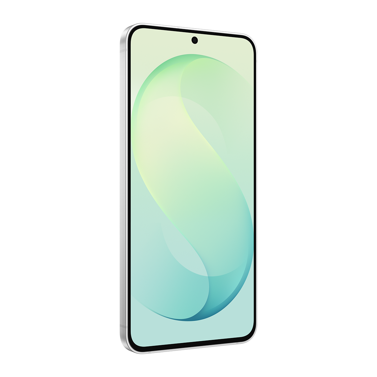 Siyah arka plan üzerinde beyaz çerçeveli ve yeşil-mavi ekranlı akıllı telefon.