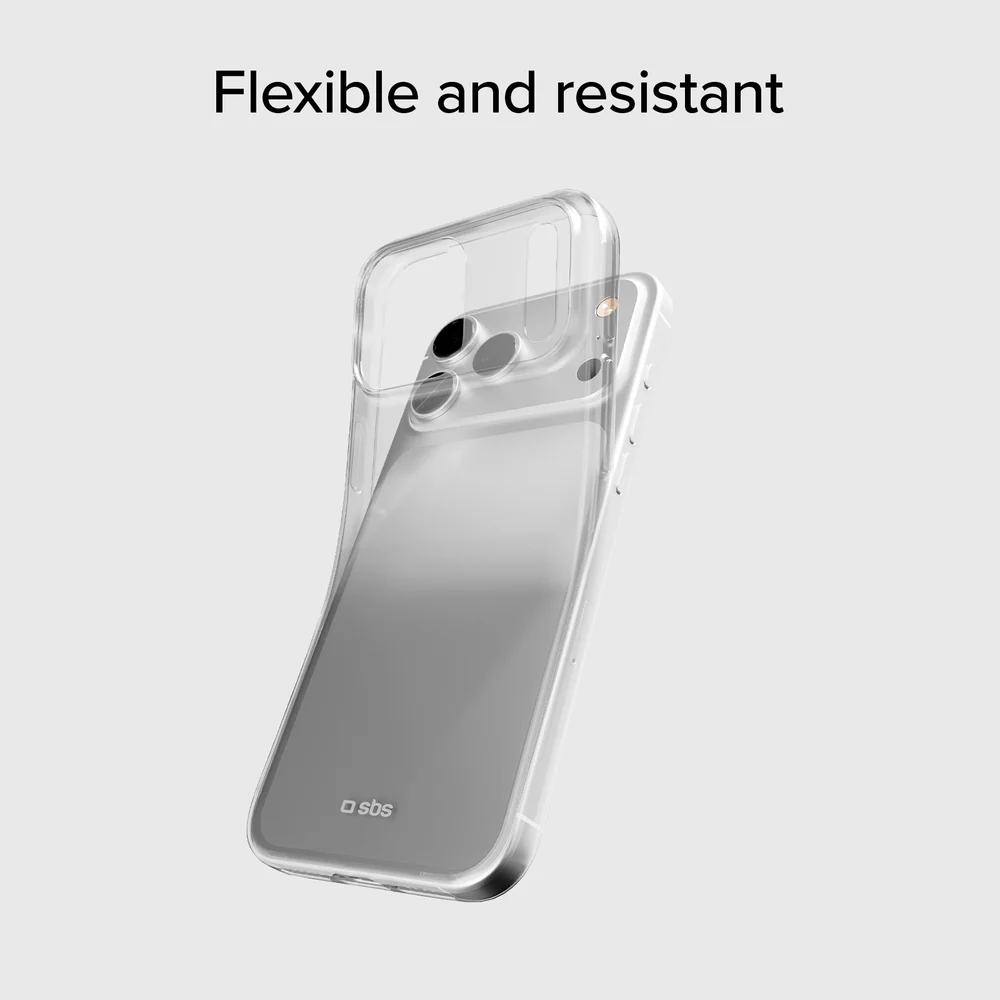 Ein transparentes, flexibles Smartphone-Case wird auf ein Smartphone geschoben.