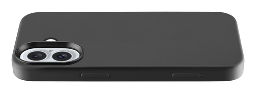 Una funda para smartphone negro mate con dos lentes de cámara integradas y botones laterales.