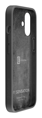 Funda de móvil gris de Cellularline, vista interior con logo de marca y texto 'My Sensation'.