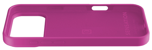 Una funda de móvil rosa vista desde el interior sobre fondo blanco.