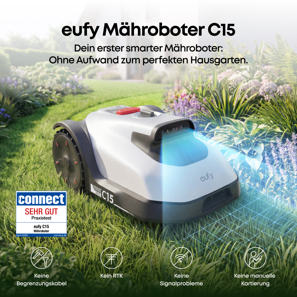 ANKER EUFY C15 Solo, Mähroboter, 500 m², Schnittbreite: 180 mm 