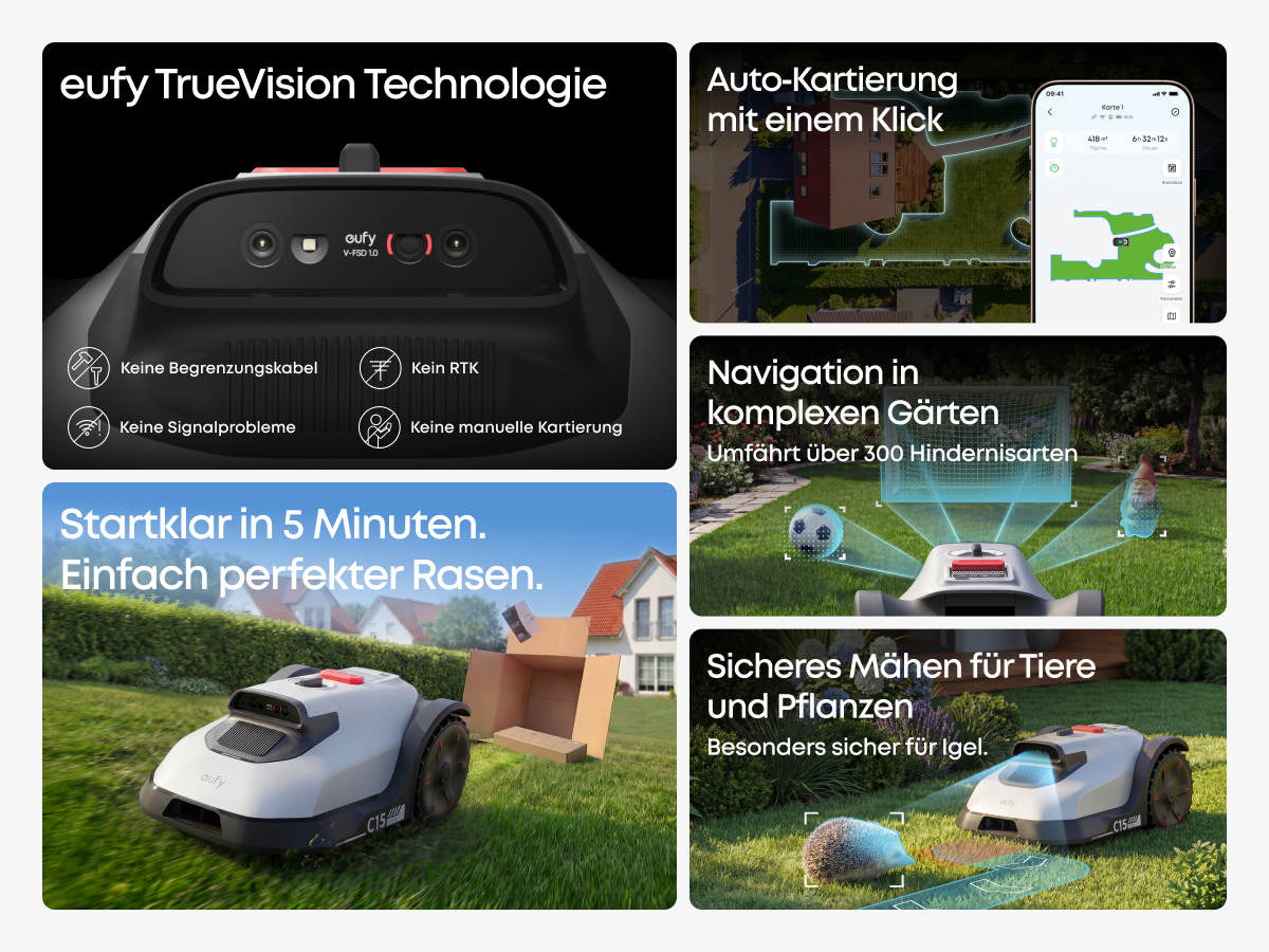 ANKER EUFY C15 Solo, Mähroboter, 500 m², Schnittbreite: 180 mm 