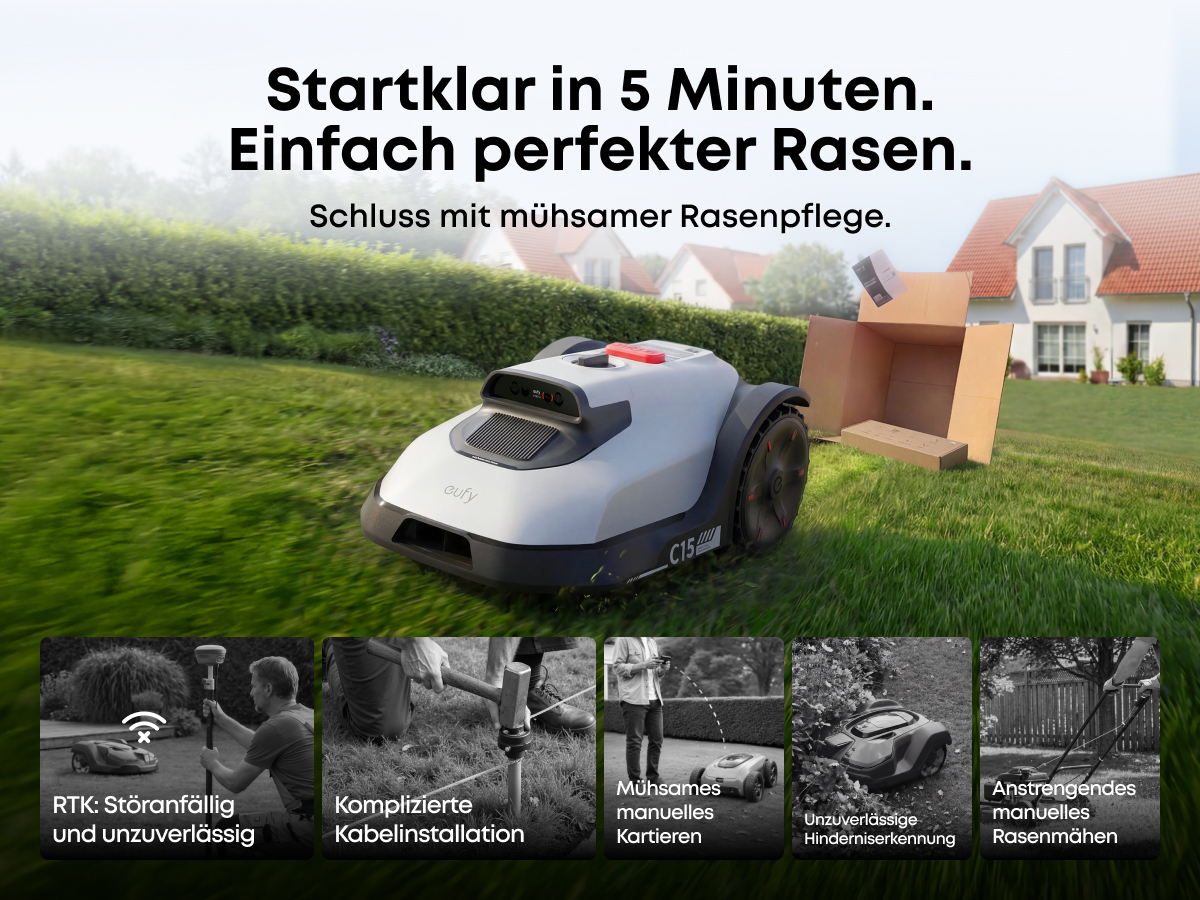 ANKER EUFY C15 Solo, Mähroboter, 500 m², Schnittbreite: 180 mm 