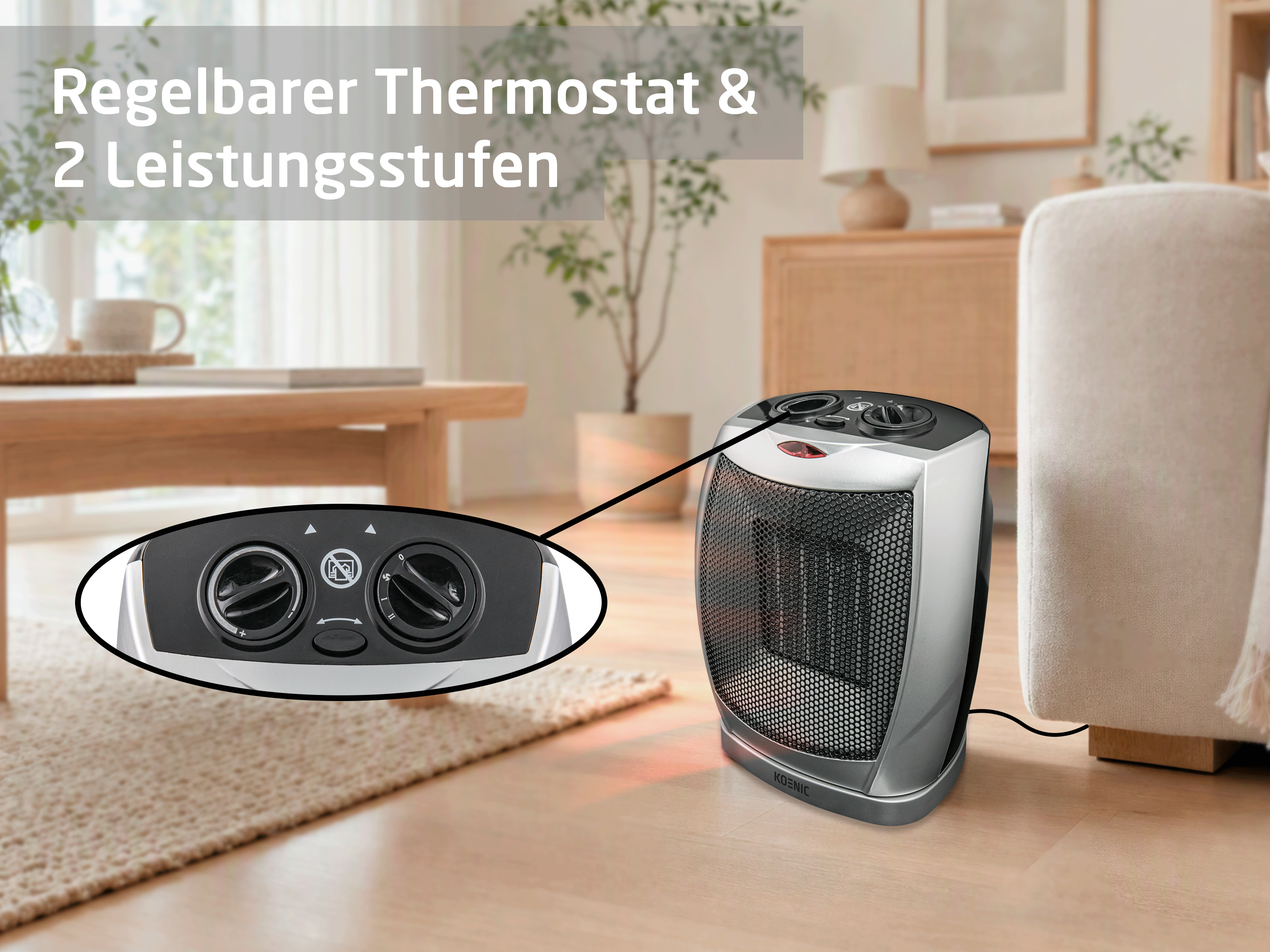 KOENIC KFH 18921 S Heizlüfter (1800 Watt, Raumgröße: 20 m²)