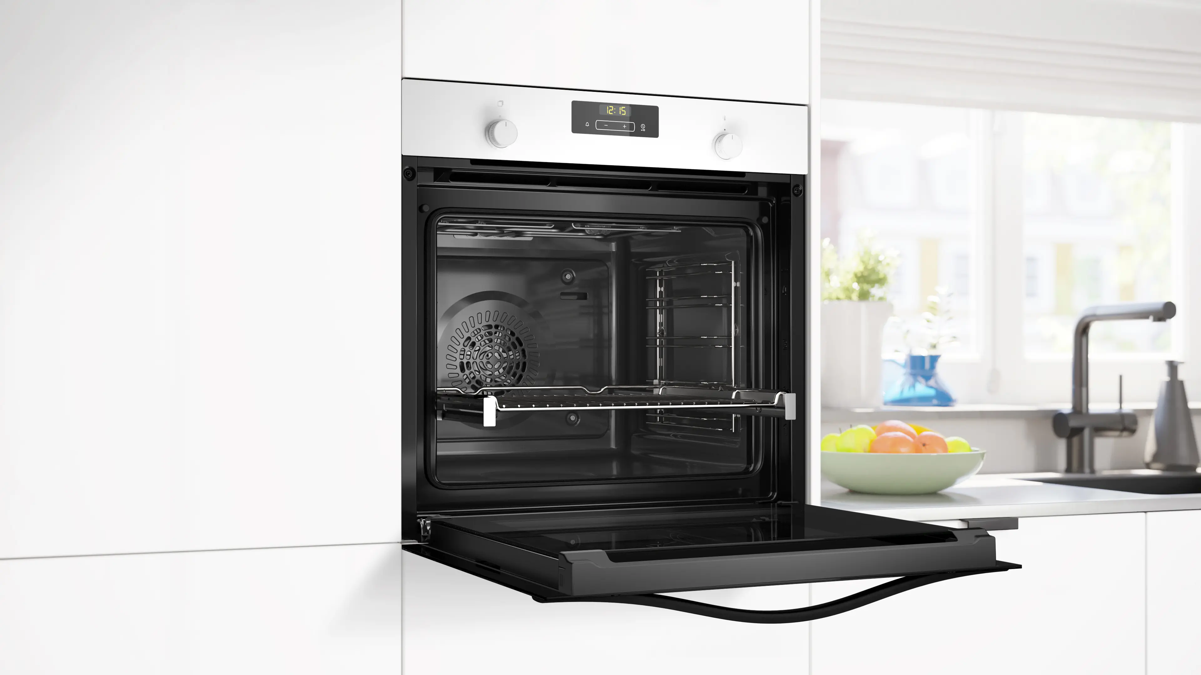 Horno - Balay 3HB5159B4, Serie Cristal, Multifunción, Hidrolítica, 71 l, Función Freidora de Aire, Aire Caliente 3D Profesional, 60 cm, Cristal Blanco