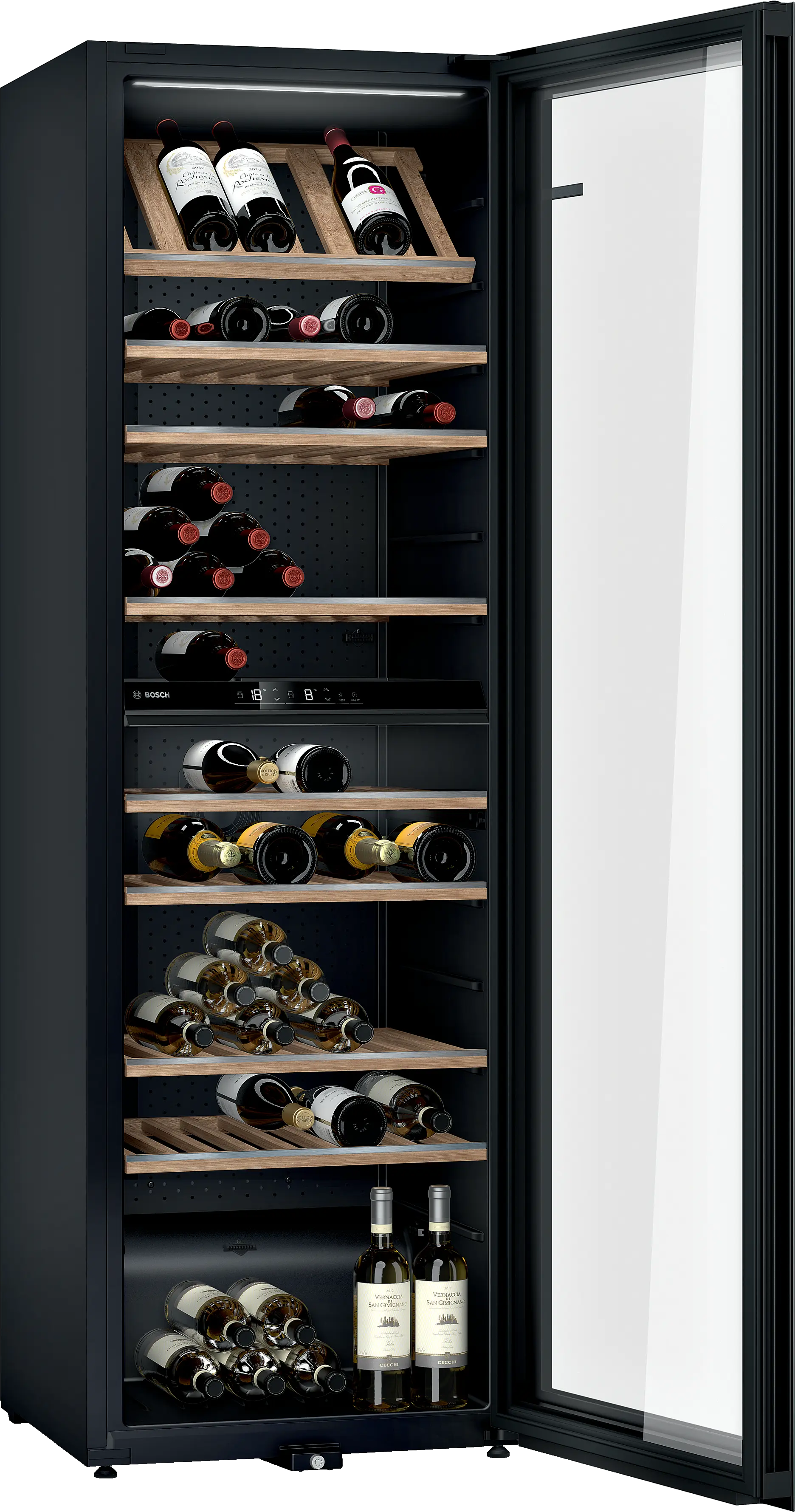 Vinoteca - Bosch KWK36ABGA, Frío dinámico,  Doble zona, Capacidad 199 botellas, Negro