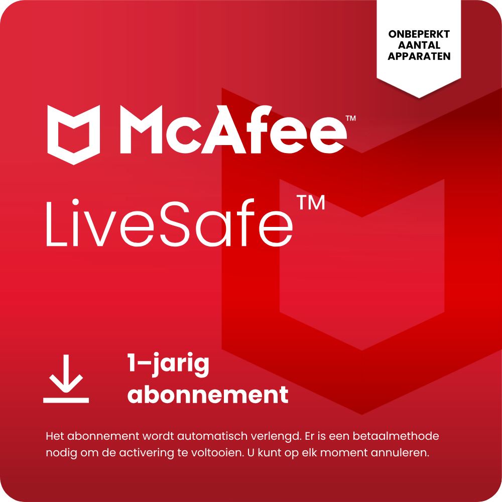 Mcafee Livesafe - Onbeperkt Aantal Apparaten Abonnement Van 1 Jaar Wordt Jaarlijks Automatisch Verlengd (digitale Download)