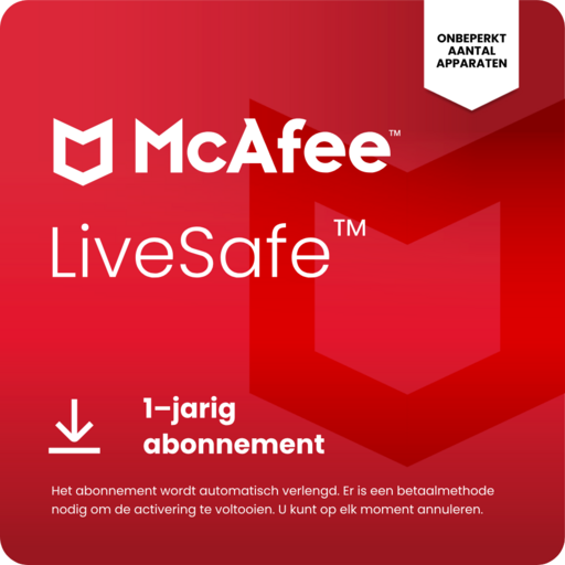 McAfee LiveSafe Unlimited 1 Jaar Abonnement