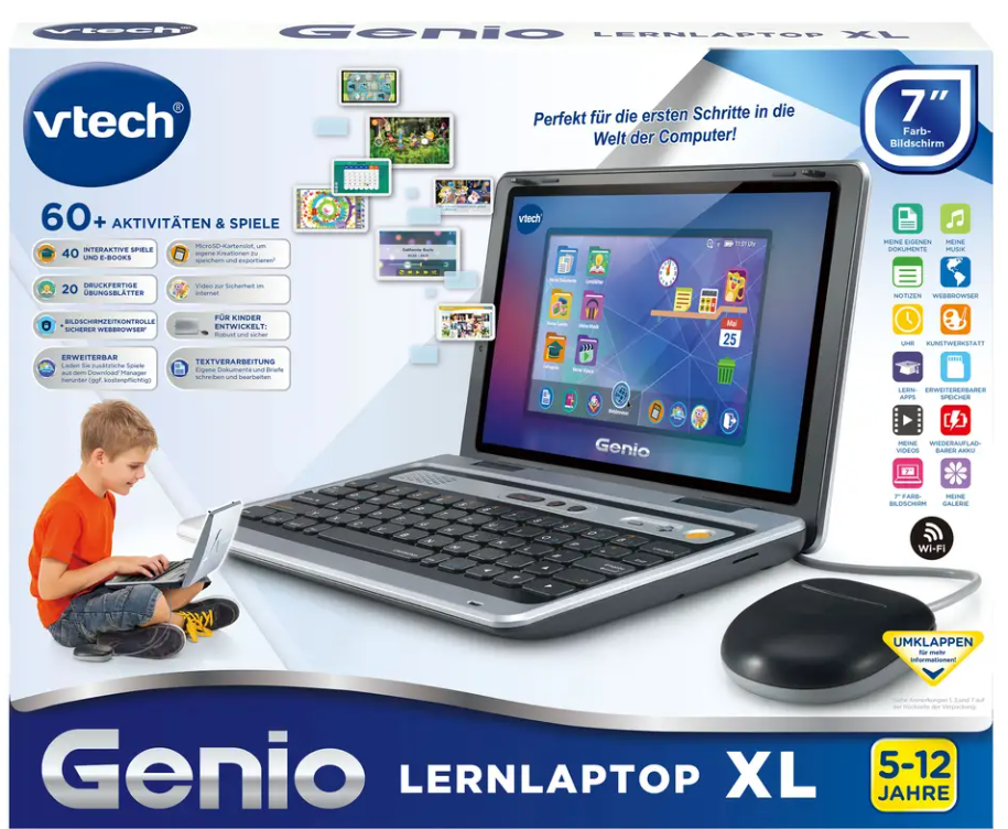 VTECH Genio Lernlaptop XL Kinder Lerncomputer, Schwarz