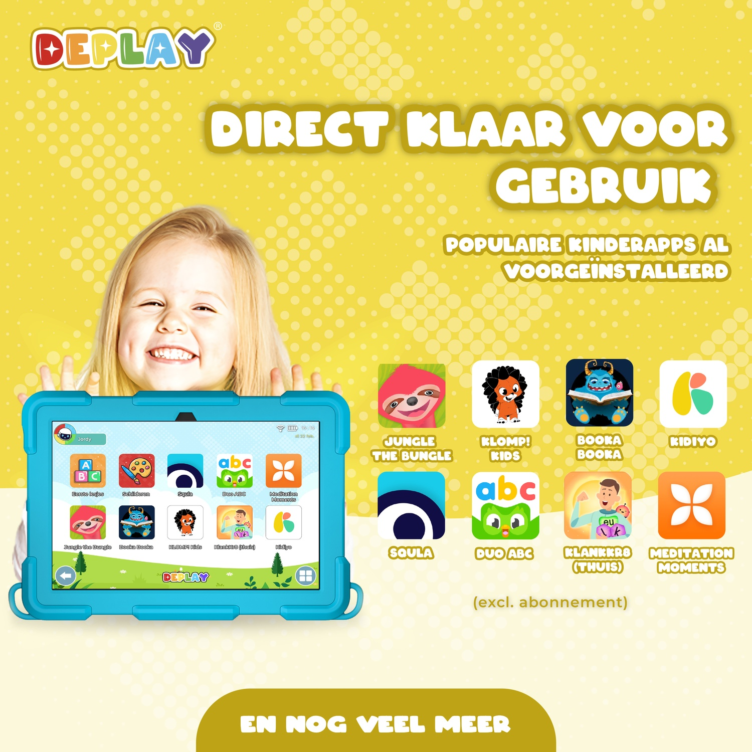 DEPLAY Kids Tablet PRO 5 Blauw - Tablet - 8 inch - 64 GB - Wi-Fi - 5G