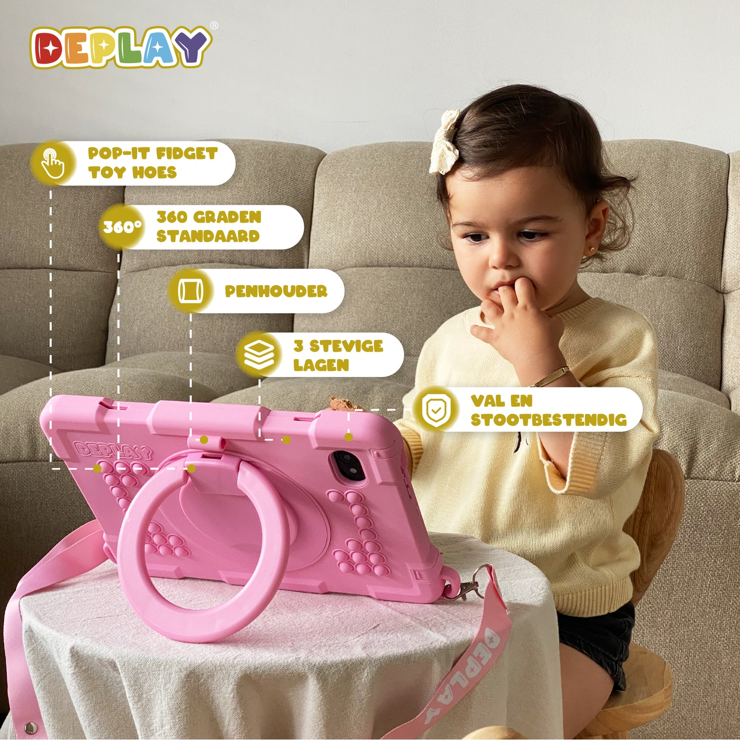 DEPLAY Kids Tablet PRO 5 Roze - Tablet - 8 inch - 64 GB - Wi-Fi - 5G