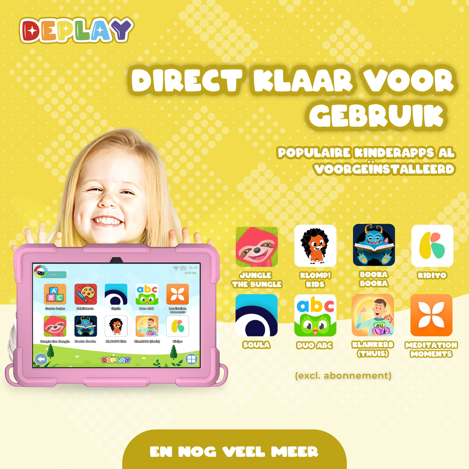 DEPLAY Kids Tablet PRO 5 Roze - Tablet - 8 inch - 64 GB - Wi-Fi - 5G