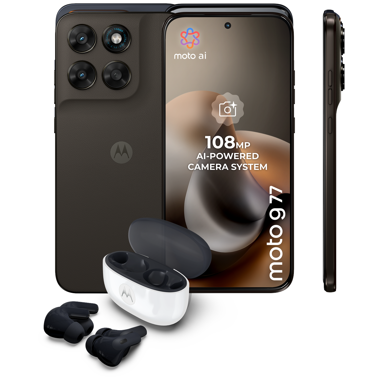 MOTOROLA Moto G77 Olive + Moto buds 2 Carbon - 256 GB Zwart
