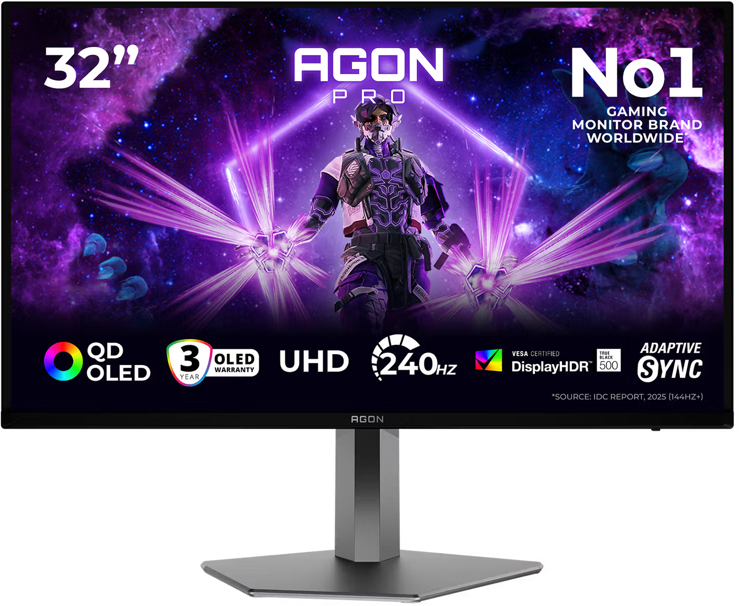 AOC AGON PRO AG326UZD2 31,5" Sík UHD 240 Hz 16:9 Adaptive-Sync OLED Gamer Monitor
