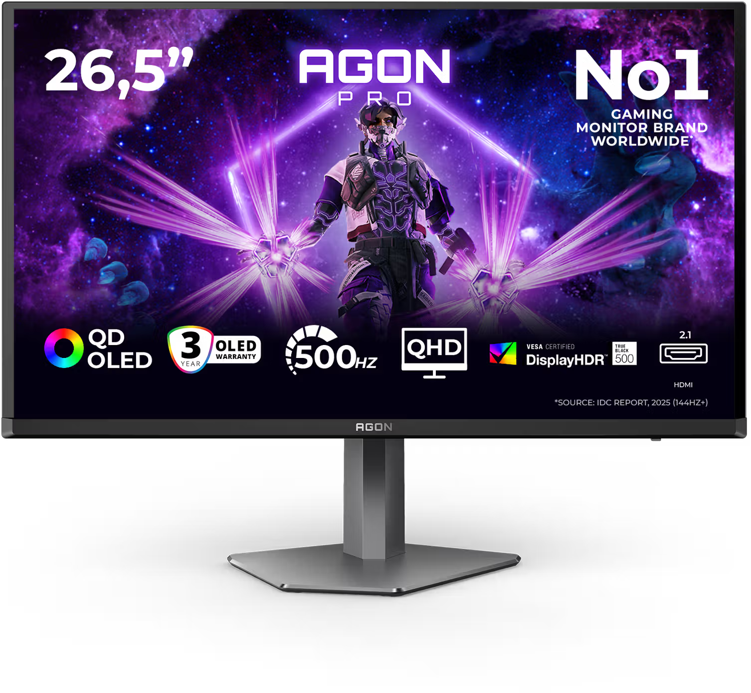 AOC AGON PRO AG276QKD2 27" Sík QHD 500 Hz 16:9 Adaptive-Sync OLED Gamer Monitor