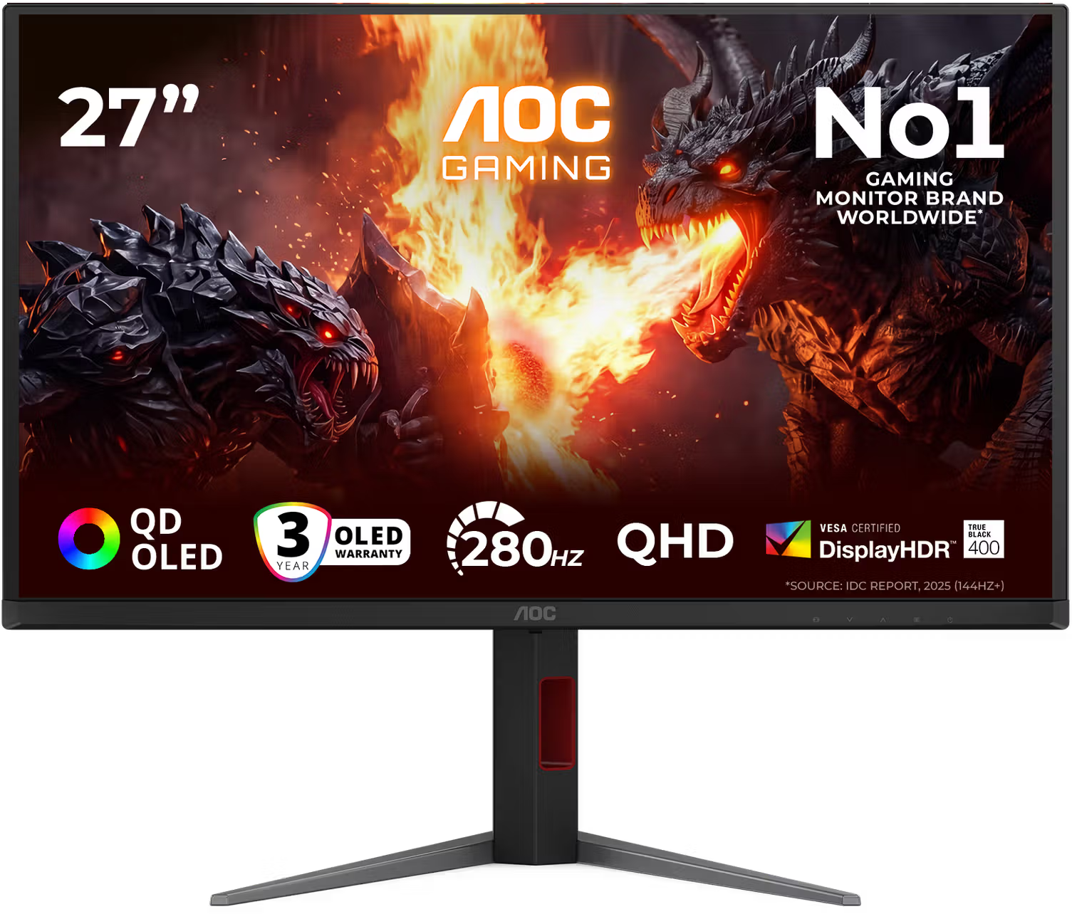 AOC Q27G4ZD 27" Sík QHD 240 Hz 16:9 Adaptive-Sync OLED Gamer Monitor