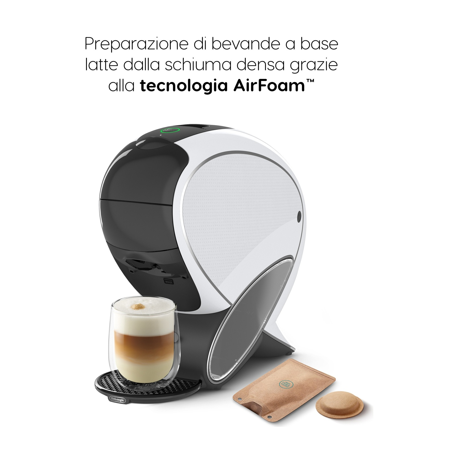 MACCHINA CAFFÈ CAPSULE DE'LONGHI NEO LATTE, Compatibile con Capsule Nescafè Dolce Gusto Neo, Pressione pompa 15 bar, Potenza 1600 W, Serbatoio acqua 1,3 l, Multicolore